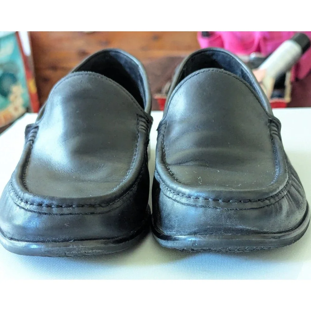 Cole Haan Mens Black Leather Loafers Dress Shoes sz 9M Skid Resistant Slip on